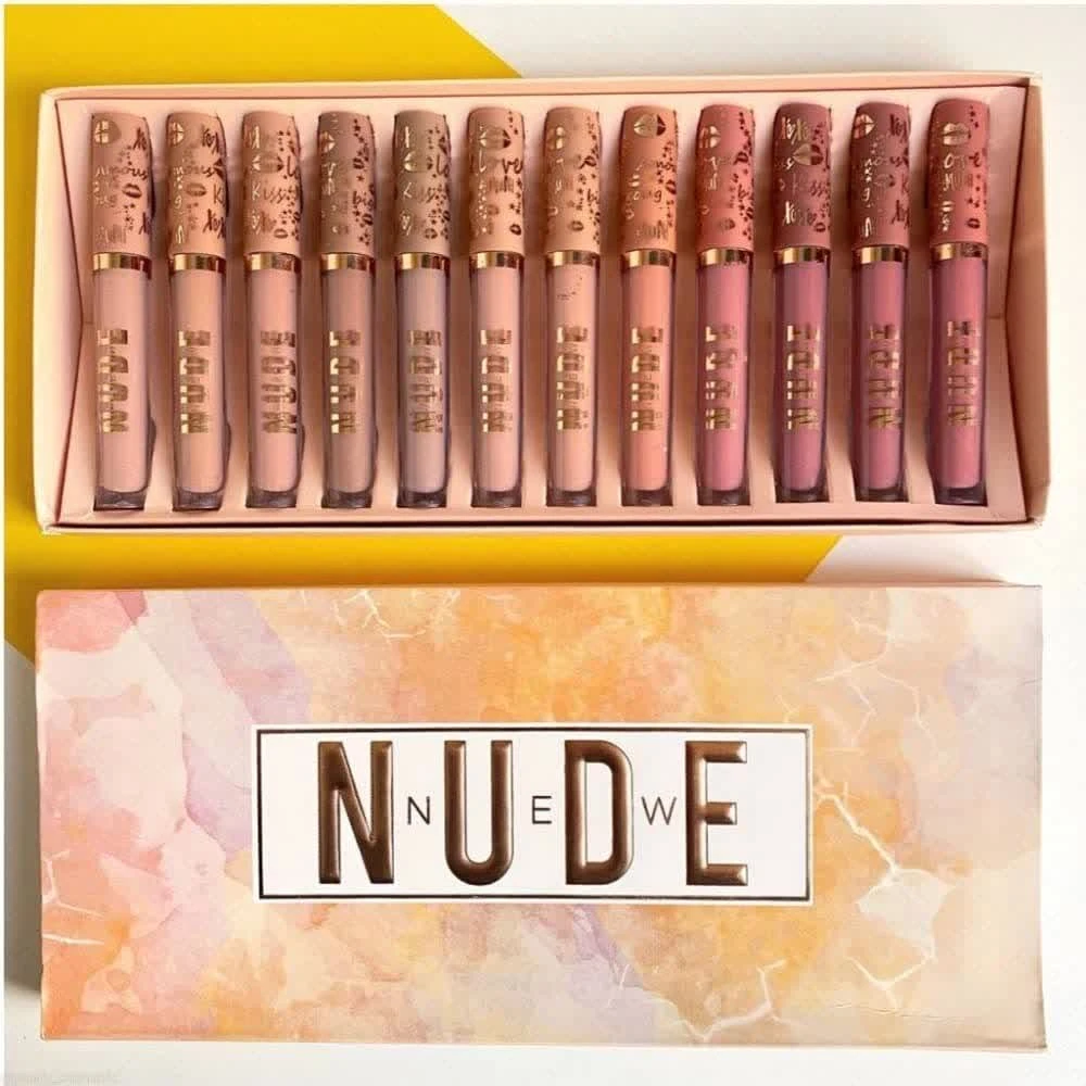 پک ۱۲ عددی رژ لب مایع نود Nude؛