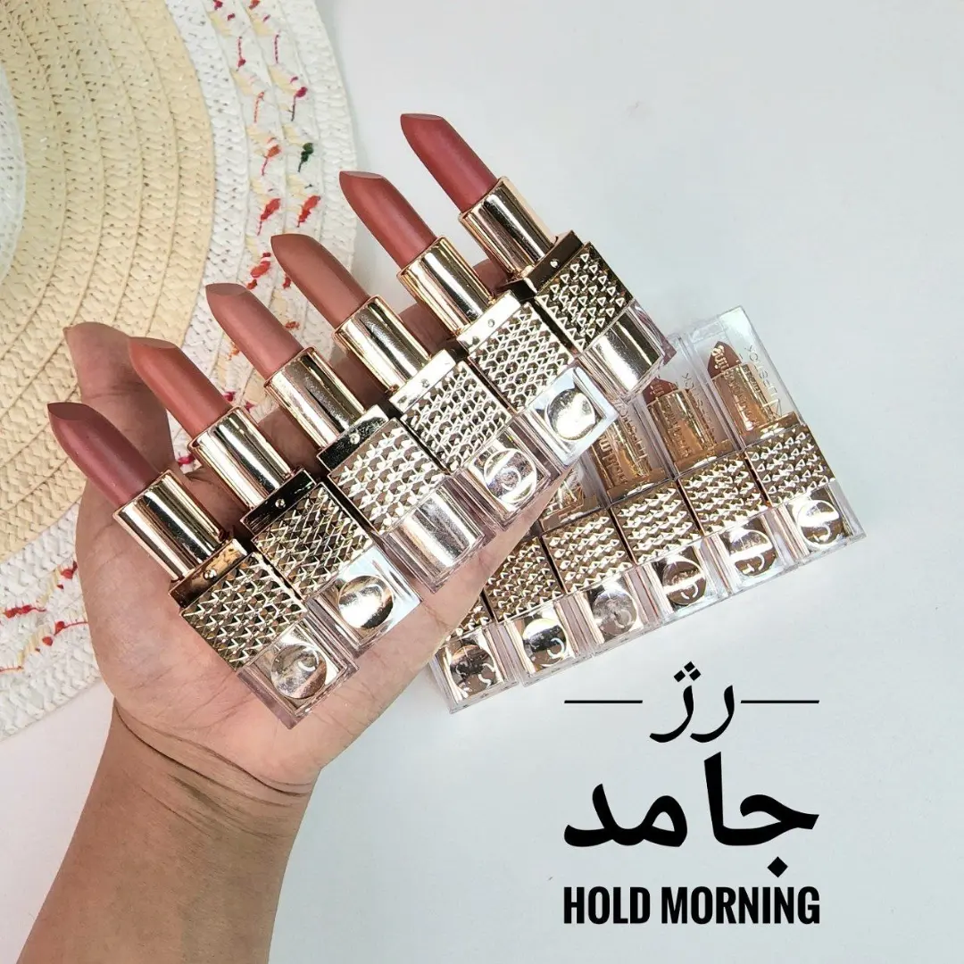 پک رژ جامد گوشتی مخملی hold morning با تمرکز بر استفاده آسان و نتیجه طبیعی در گروه رژ